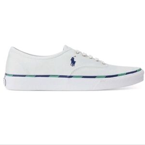NEW! POLO BY RALPH LAUREN Keaton Leather Trim Signature Pony Canvas Sneakers 12.